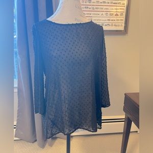 Dina Be - Black Dotted Butterfly Back Blouse - Size Small